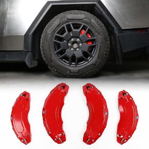Caliper Covers Compatible with 2023 2024 2025 Tesla Cybertruck, Aluminum Alloy Brake Guards Decoration Kit, Front and Rear Brake Set of 4 – High-Temp Resistant, Easy Installation (Red)