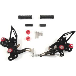 V2.1 Adjustable Rearsets Compatible with Kawasaki Z125 PRO 2016-2023, Black