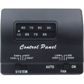 7330F3852 RV Air Conditioner Thermostat, Black, Single Stage Heating/Cooling Control, Compatible with Coleman Mach Series