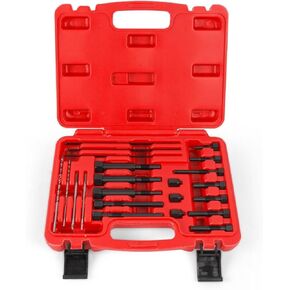 Glow Plug Removal Tool Kit - 22PCS Glow Plug Electrodes Removal Tool Set Automotive Replacement Fuel Glow Plug Kits for M8 & M10 Glow Plug Removal Puller Heater Element Drilling Tapping Extractor Kit