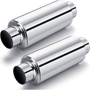 2 Pcs 2.5" Inlet Exhaust Resonator, 2.5" Inlet 2.5" Outlet 11.5" Overall Length Muffler Resonator Stainless Steel