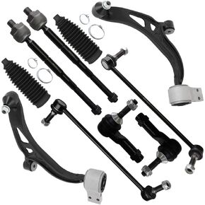 10-PC SET Suspension Kit fit 2011-2019 for Ford Explorer 2013-2019 for Ford Police Interceptor Utility Front Lower Control Arm and Ball Joint Outer Inner Tie Rod End Steering Boot Sway Bar Link