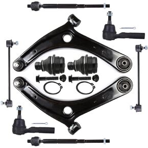 10 Pcs Suspension Kit - Fit 2007-2014 for Jeep Patriot 2007-2012 for Dodge Caliber, Include - Front Lower Control Arm Inner Outer Tie Rod End Sway Bar Link Lower Ball Joint OE# ES800408 K80258