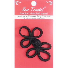 Chinese Frogs Button Closures Hook & Eye Fastener - Sewing Quilting Renaissance Dance Hawaiian Bridal Costumes Outfit Drapery Home Decor-Black-Five Loops Design - 2 Pairs/pk. - #FG4755