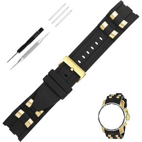 26mm Rubber Watch Band replacement for Invicta Pro Diver 6977 6978 6981 6983 6984 6986 6991 26 mm Silicone Strap Wirstband accessories with Insert for Men and Women