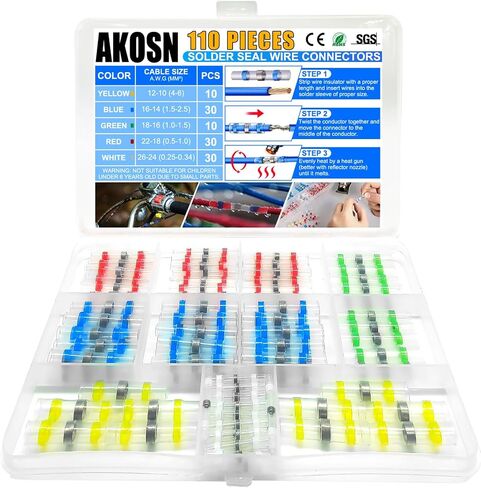 130 PCS Blue Heat Shrink Butt Connectors,16-14 AWG, Self Soldering Butt Connector, Waterproof Solder Seal Wire Connectors, Butt Splice Wire Terminals for Automotive Marine Boat in Saudi Arabia