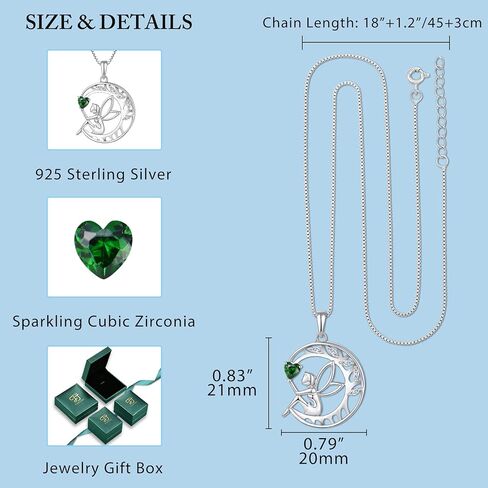 قلادة FJ Guardian Angel من الفضة الإسترلينية عيار 925 على شكل شجرة الحياة وقلادة على شكل قمر خرافي وقلادة جوهرة الميلاد هدايا مجوهرات للنساء in Kuwait