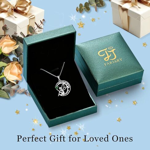 قلادة FJ Guardian Angel من الفضة الإسترلينية عيار 925 على شكل شجرة الحياة وقلادة على شكل قمر خرافي وقلادة جوهرة الميلاد هدايا مجوهرات للنساء in Kuwait