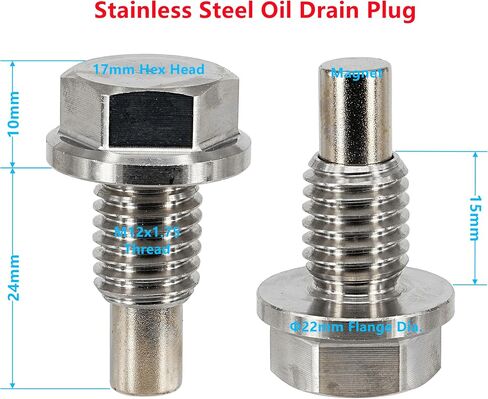 2PCS M12x1.75 Stainless Steel Magnetic Oil Drain Plug Replace 653096US 65430 65372 090-948 55577568 DP002 090-936CD 090-091 090-175CD Fits Chevrolet GMC Lincoln Buick Cadillac, Ford in Saudi Arabia