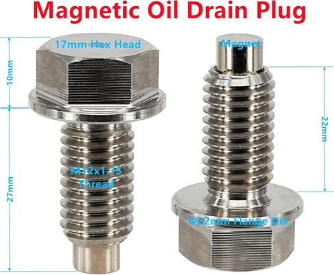 2PCS M12x1.75 مقابس تصريف زيت مغناطيسية من الفولاذ المقاوم للصدأ استبدال 653096us 65430 65372 090-948 55577568 DP002 090-936CD 090-091 090-175CD in Saudi Arabia