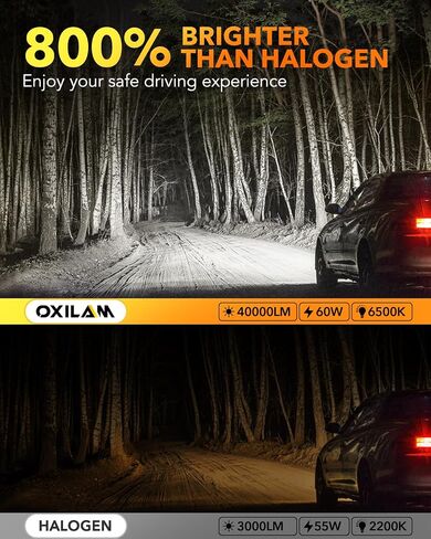 لمبة إضاءة LED OXILAM H11، 1500% أكثر سطوعًا 6500K أبيض نقي، بدون وميض، عمر 60,000 ساعة، تركيب Plug-N-Play، IP68، H9/H8 مصباح ضباب متوافق مع شاحنات السيارات وسيارات الدفع الرباعي، حزمة من 2 in Kuwait