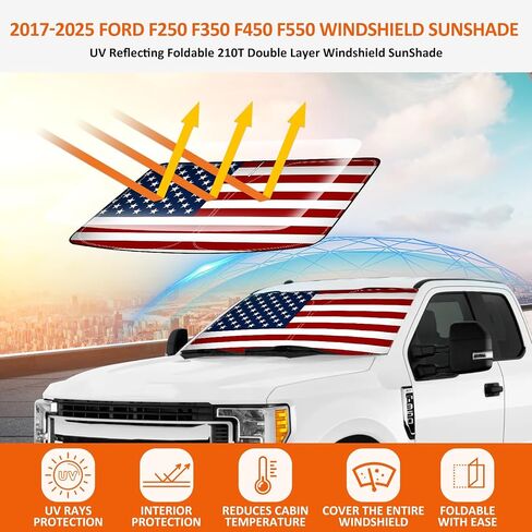 Bestview Windshield Sun Shade متوافق مع 2008-2016 Fo-rd F250 F350، النافذة الأمامية ظلة الشمس واقي الشمس كتلة الأشعة فوق البنفسجية الحرارة، قابلة للطي طبقتين مادة 210T in Saudi Arabia