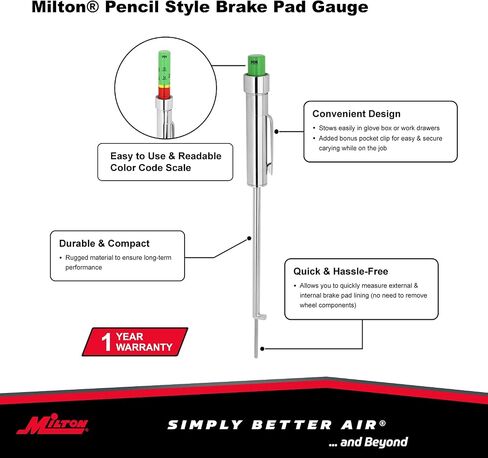 Milton 941: Pencil Style Brake Pad Gauge, Easy To Read Color Coded - 0 To 20 Mm in Saudi Arabia