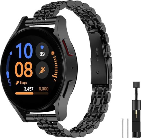 أساور رفيعة من الفولاذ المقاوم للصدأ متوافقة مع ساعة سامسونج جالاكسي 7/FE/6/5/4 40 مم 44 مم، ساعة 6/4 كلاسيكية 43 مم 47 مم 42 مم 46 مم، 5 برو 45 مم، 20 مم سلسلة معدنية أنيقة للنساء in Kuwait