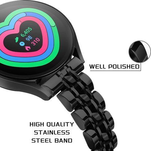 أساور رفيعة من الفولاذ المقاوم للصدأ متوافقة مع ساعة سامسونج جالاكسي 7/FE/6/5/4 40 مم 44 مم، ساعة 6/4 كلاسيكية 43 مم 47 مم 42 مم 46 مم، 5 برو 45 مم، 20 مم سلسلة معدنية أنيقة للنساء in Kuwait