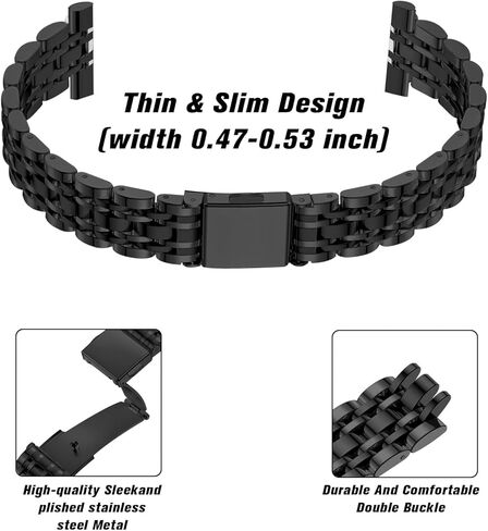 أساور رفيعة من الفولاذ المقاوم للصدأ متوافقة مع ساعة سامسونج جالاكسي 7/FE/6/5/4 40 مم 44 مم، ساعة 6/4 كلاسيكية 43 مم 47 مم 42 مم 46 مم، 5 برو 45 مم، 20 مم سلسلة معدنية أنيقة للنساء in Kuwait