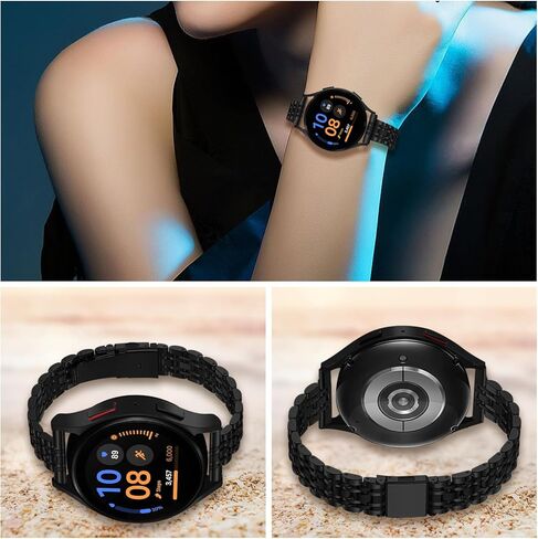 أساور رفيعة من الفولاذ المقاوم للصدأ متوافقة مع ساعة سامسونج جالاكسي 7/FE/6/5/4 40 مم 44 مم، ساعة 6/4 كلاسيكية 43 مم 47 مم 42 مم 46 مم، 5 برو 45 مم، 20 مم سلسلة معدنية أنيقة للنساء in Kuwait