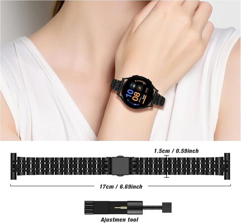 أساور رفيعة من الفولاذ المقاوم للصدأ متوافقة مع ساعة سامسونج جالاكسي 7/FE/6/5/4 40 مم 44 مم، ساعة 6/4 كلاسيكية 43 مم 47 مم 42 مم 46 مم، 5 برو 45 مم، 20 مم سلسلة معدنية أنيقة للنساء in Kuwait