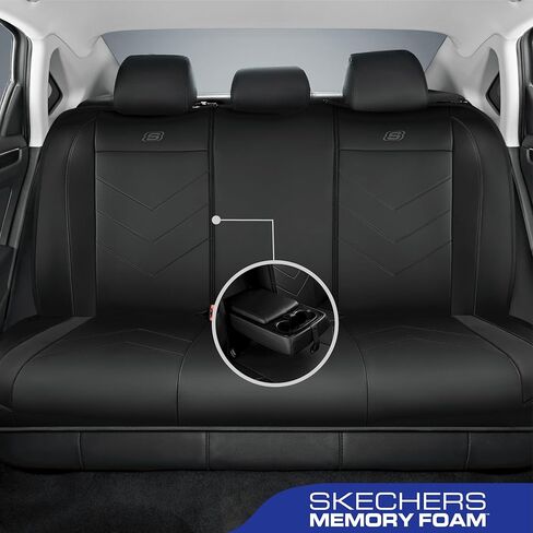 Skechers Car Seat Covers,Luxury Faux Leather Seat Covers,Waterproof Anti Slip Car Seat ProtectorFull Set,Car Accessories Airbag Universal Fit for Most Cars,Vans,Trucks,SUV,Black in Kuwait