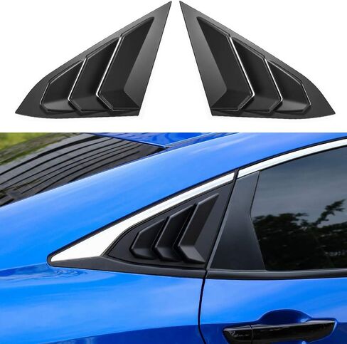 Thenice for 10th Gen Civic Rear Side Window Louvers Racing Style Triangular Window Glass Blinds Compatible with Honda Civic Sedan 2021 2020 2019 2018 2017 2016 -Matt Black in Saudi Arabia