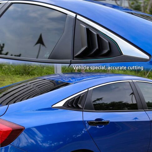 Thenice for 10th Gen Civic Rear Side Window Louvers Racing Style Triangular Window Glass Blinds Compatible with Honda Civic Sedan 2021 2020 2019 2018 2017 2016 -Matt Black in Saudi Arabia