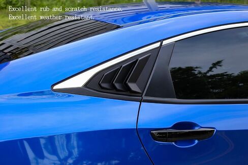 Thenice for 10th Gen Civic Rear Side Window Louvers Racing Style Triangular Window Glass Blinds Compatible with Honda Civic Sedan 2021 2020 2019 2018 2017 2016 -Matt Black in Saudi Arabia