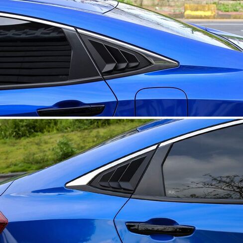 Thenice for 10th Gen Civic Rear Side Window Louvers Racing Style Triangular Window Glass Blinds Compatible with Honda Civic Sedan 2021 2020 2019 2018 2017 2016 -Matt Black in Saudi Arabia