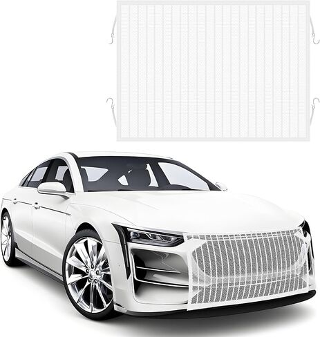 Car Grille Protection Net, 39.4"×31.5" High-Density Front Grill Air Intake Mesh Dustproof Net with Hooks, Car Grill Mesh Blocks Stones Leaves Dirt, Universal Car Accessories (Regular: Black) in Kuwait