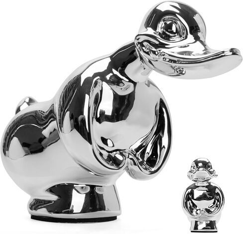 Angry Rubber Duck Hood Ornament, Little Angry Duck for Trucks Decors, Self Adhesive 3D Funny Angry Duck Decor Ornament Car Bonnet Decoration for Car, Desktop, Cabinet, Bar (Silver (Electroplat)) in Saudi Arabia