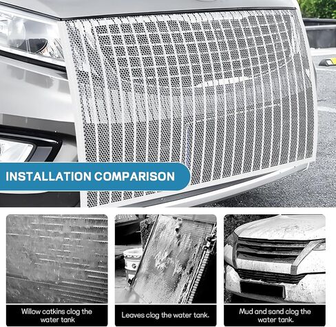 Car Grille Protection Net, 39.4"×31.5" High-Density Front Grill Air Intake Mesh Dustproof Net with Hooks, Car Grill Mesh Blocks Stones Leaves Dirt, Universal Car Accessories (Regular: Black) in Kuwait