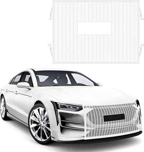 Car Grille Protection Net, 39.4"×31.5" High-Density Front Grill Air Intake Mesh Dustproof Net with Hooks, Car Grill Mesh Blocks Stones Leaves Dirt, Universal Car Accessories (Regular: Black) in Kuwait