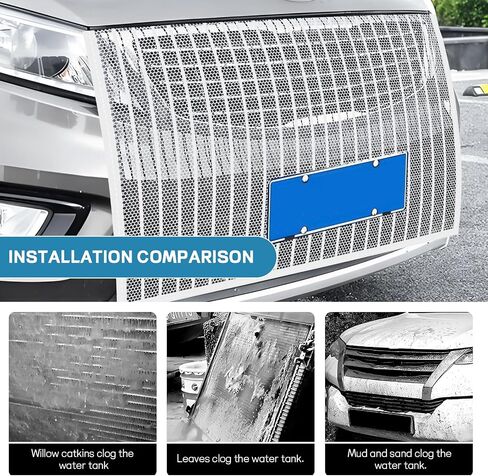 Car Grille Protection Net, 39.4"×31.5" High-Density Front Grill Air Intake Mesh Dustproof Net with Hooks, Car Grill Mesh Blocks Stones Leaves Dirt, Universal Car Accessories (Regular: Black) in Kuwait
