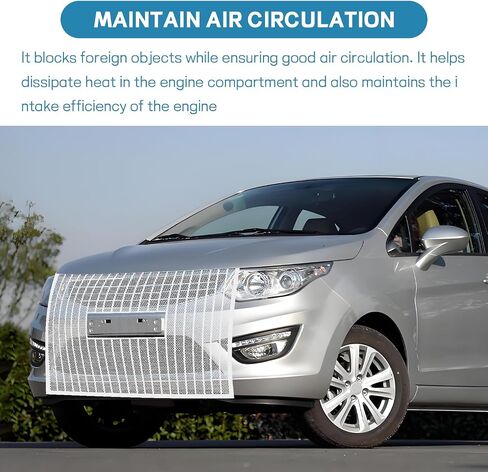 Car Grille Protection Net, 39.4"×31.5" High-Density Front Grill Air Intake Mesh Dustproof Net with Hooks, Car Grill Mesh Blocks Stones Leaves Dirt, Universal Car Accessories (Regular: Black) in Kuwait