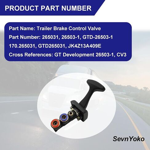 26503-1 Trailer Control Control Valve GTD-26503-1 متوافق مع تطوير Freightliner GT | 3 اتجاه التكوين | 2x 3/8 "منافذ الدفع ، 1x 1/4" منفذ الدفع | استبدال صمام فرامل الهواء الشاق in Kuwait
