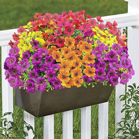 10PCS Artificial Fall Flowers for Outdoors,Faux Mums Silk Flowers Fall Decoration for Home,UV Resistant Fake Eucalyptus Plants for Patio Window Planter Box Decor in Kuwait