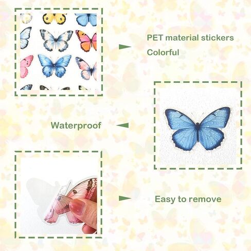 Colorful Floral Butterfly Stickers - 50 Pcs Clear PET Flower Stickers for Scrapbooking, Journaling, Resin, Junk Journal, Waterproof Transparent Aesthetic Purple for Crafts, Scrapbook Supplies in Saudi Arabia
