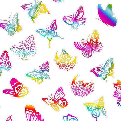 Colorful Floral Butterfly Stickers - 50 Pcs Clear PET Flower Stickers for Scrapbooking, Journaling, Resin, Junk Journal, Waterproof Transparent Aesthetic Purple for Crafts, Scrapbook Supplies in Saudi Arabia