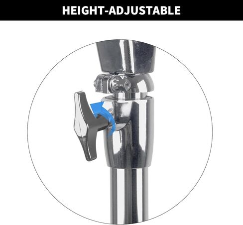 حامل الصنج المستقيم، مجموعة تروس حامل طبل قابل للتعديل لتثبيت التصادم، الركوب، الصنج سبلاش، أرجل مزدوجة مع أقدام مطاطية، فضي in Kuwait