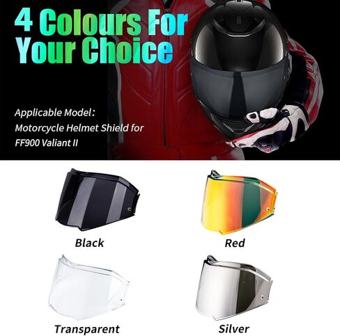 Valiant II Visor Face Shield Replacement For Valiant II Flip Up Motorcycle Helmet Accessories (Chrome Red) in Kuwait