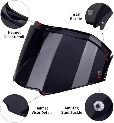 Valiant II Visor Face Shield Replacement For Valiant II Flip Up Motorcycle Helmet Accessories (Chrome Red) in Kuwait