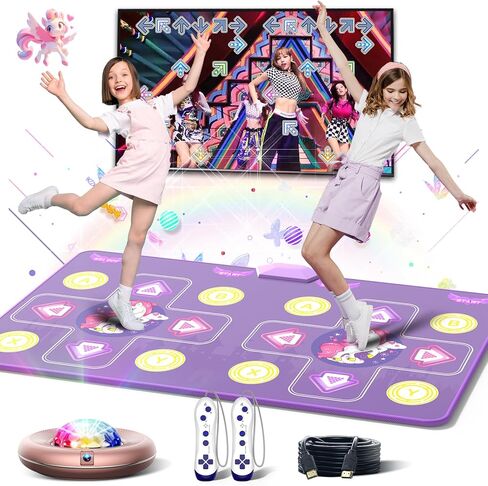 Dance Mat for Kids and Adults, Anti-Slip Wireless Electronic Dance Pad for TV, Wrinkle-Free, Soft & Cozy Playmat for Exercise & Games, Smart Camera & 2 Controllers, Gift idea（Classic Snowflake） in Saudi Arabia