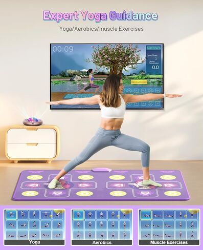 Dance Mat for Kids and Adults, Anti-Slip Wireless Electronic Dance Pad for TV, Wrinkle-Free, Soft & Cozy Playmat for Exercise & Games, Smart Camera & 2 Controllers, Gift idea（Classic Snowflake） in Saudi Arabia