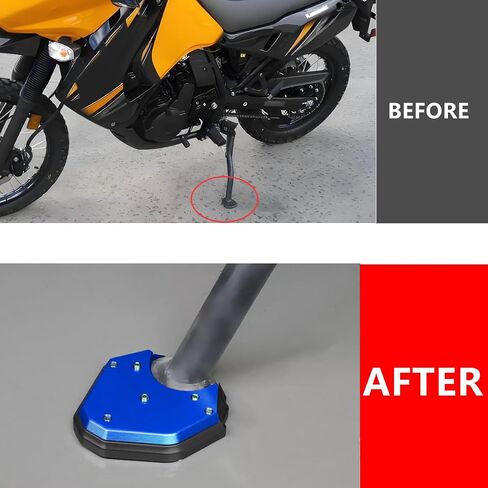 2021 KLR650 Kickstand Extension Pad Compatible with KLR650 2008-2023 Motorcycle Side Stand Enlarger Sled Sidestand Kickstand Foot Pads Support（Black） in Saudi Arabia