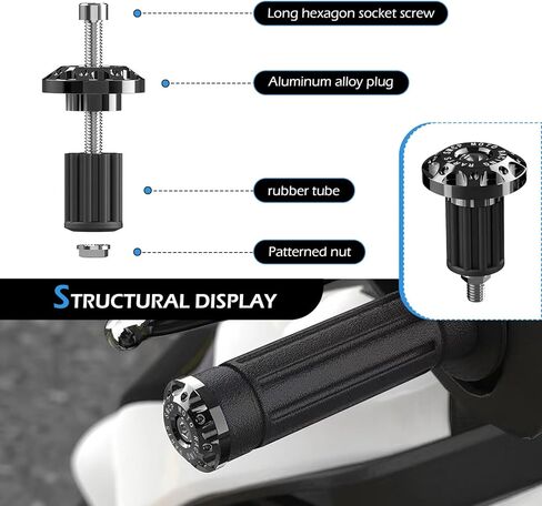 2 PCS قابس Bar Motorcycle Bar ، قبعات قبضة المقود ألومنيوم مقودات للدراجات البخارية الكهربائية ، الدراجات النارية على الطرق الوعرة (أسود) in Kuwait