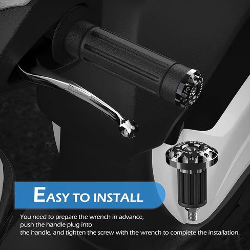 2 PCS قابس Bar Motorcycle Bar ، قبعات قبضة المقود ألومنيوم مقودات للدراجات البخارية الكهربائية ، الدراجات النارية على الطرق الوعرة (أسود) in Kuwait