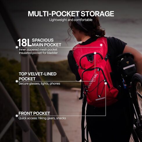 Everfun Hydration Backpack 18L with Water Bladder 2L/3L Hiking Water Backpack Women Men Hydration Pack Insulated Lightweight Day Hydropack with Storage for Hiking, Biking, Running, Festival in Kuwait