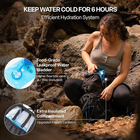 Everfun Hydration Backpack 18L with Water Bladder 2L/3L Hiking Water Backpack Women Men Hydration Pack Insulated Lightweight Day Hydropack with Storage for Hiking, Biking, Running, Festival in Kuwait