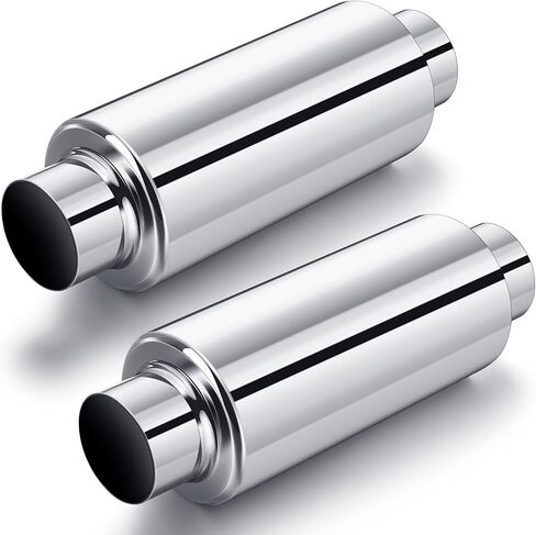 2 Pcs 2.5" Inlet Exhaust Resonator, 2.5" Inlet 2.5" Outlet 16" Overall Length Muffler Resonator Stainless Steel in Saudi Arabia