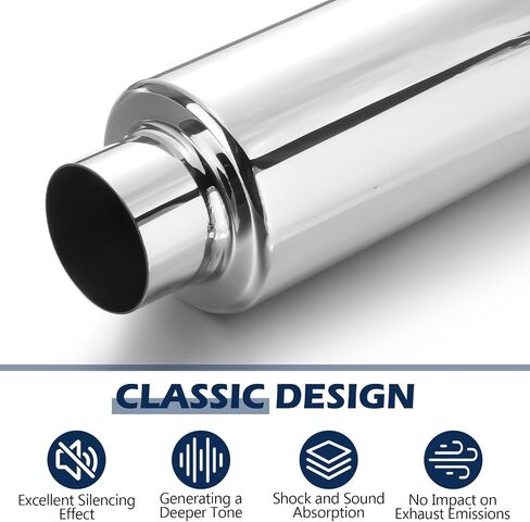 2 Pcs 2.5" Inlet Exhaust Resonator, 2.5" Inlet 2.5" Outlet 16" Overall Length Muffler Resonator Stainless Steel in Saudi Arabia