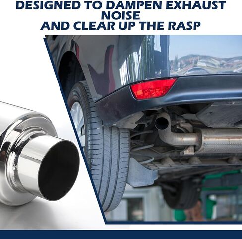 2 Pcs 2.5" Inlet Exhaust Resonator, 2.5" Inlet 2.5" Outlet 16" Overall Length Muffler Resonator Stainless Steel in Saudi Arabia